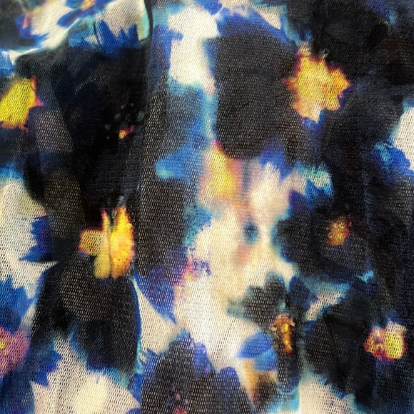 Fuzzi by Jean Paul Gaultier Floral Striped Mesh Whimsigoth Midi Dress - Picture 5 of 6